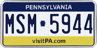 PA license plate MSM5944