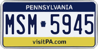 PA license plate MSM5945
