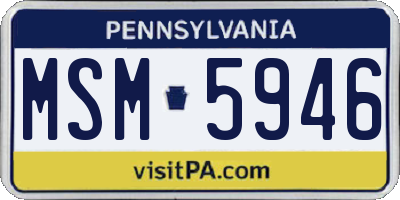 PA license plate MSM5946