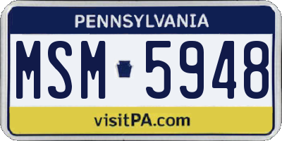 PA license plate MSM5948