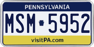 PA license plate MSM5952