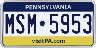 PA license plate MSM5953