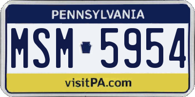 PA license plate MSM5954