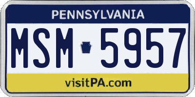 PA license plate MSM5957