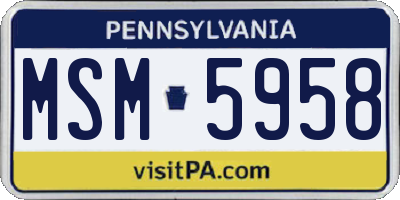 PA license plate MSM5958