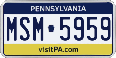 PA license plate MSM5959