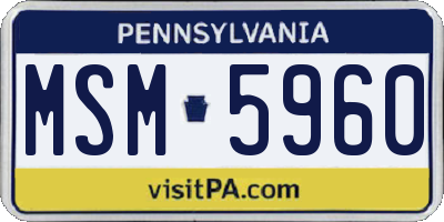 PA license plate MSM5960