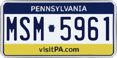PA license plate MSM5961