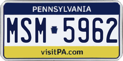 PA license plate MSM5962