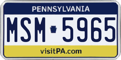 PA license plate MSM5965