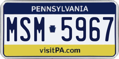 PA license plate MSM5967