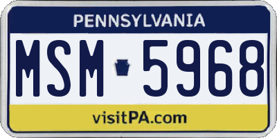 PA license plate MSM5968