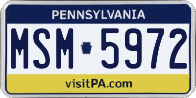 PA license plate MSM5972