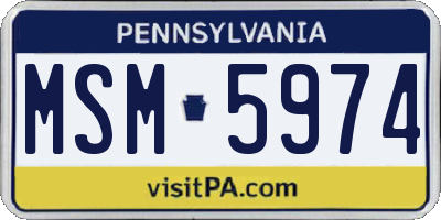 PA license plate MSM5974