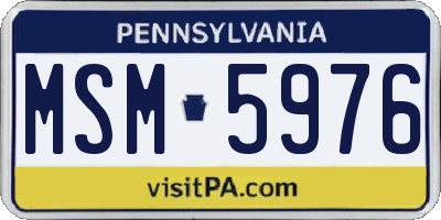 PA license plate MSM5976