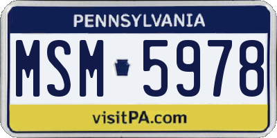 PA license plate MSM5978