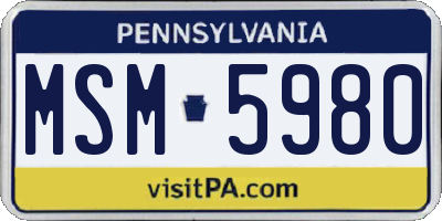 PA license plate MSM5980