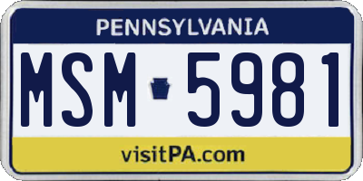 PA license plate MSM5981