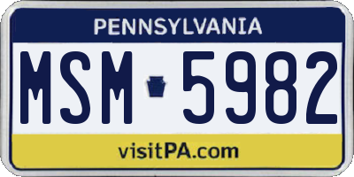 PA license plate MSM5982