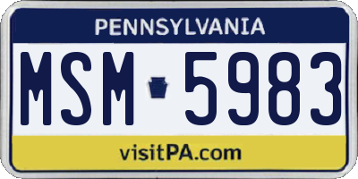 PA license plate MSM5983