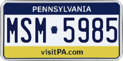 PA license plate MSM5985