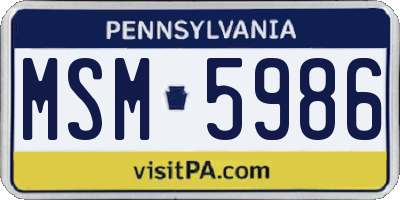 PA license plate MSM5986