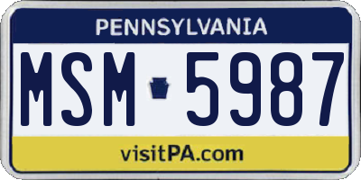 PA license plate MSM5987