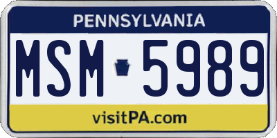 PA license plate MSM5989