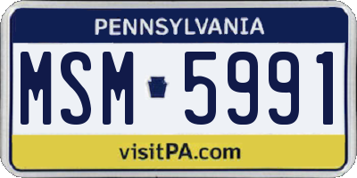 PA license plate MSM5991