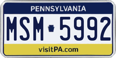 PA license plate MSM5992