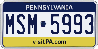 PA license plate MSM5993