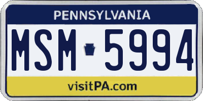 PA license plate MSM5994