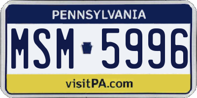 PA license plate MSM5996