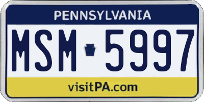 PA license plate MSM5997