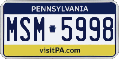 PA license plate MSM5998