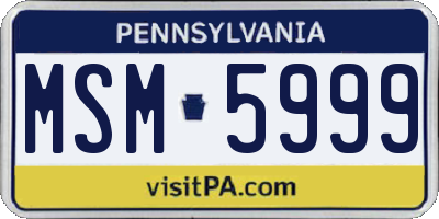 PA license plate MSM5999