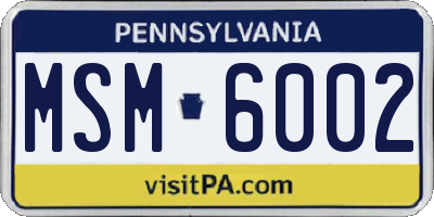 PA license plate MSM6002