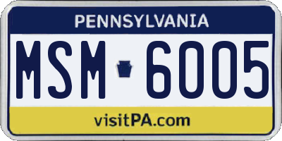 PA license plate MSM6005