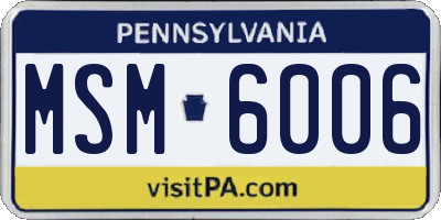 PA license plate MSM6006