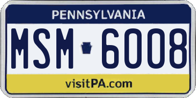 PA license plate MSM6008