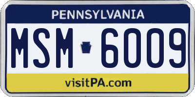 PA license plate MSM6009
