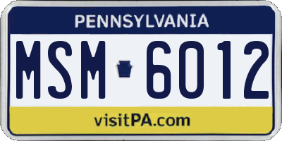 PA license plate MSM6012