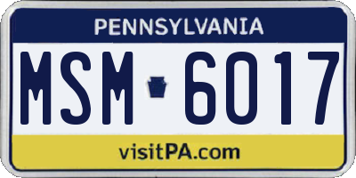 PA license plate MSM6017