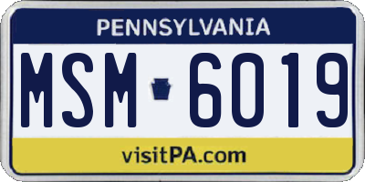 PA license plate MSM6019