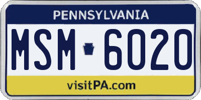 PA license plate MSM6020
