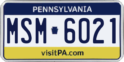 PA license plate MSM6021