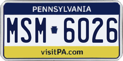 PA license plate MSM6026