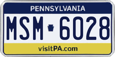 PA license plate MSM6028