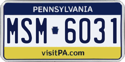 PA license plate MSM6031