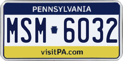PA license plate MSM6032